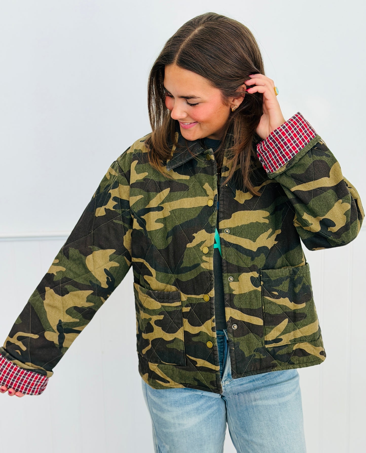 Camouflage Contrast Quilted Jacket (Reg.)