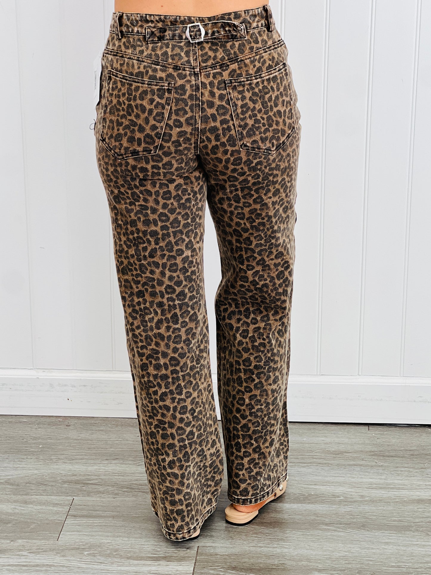 Leopard Print Mid Rise Pants (Reg.)
