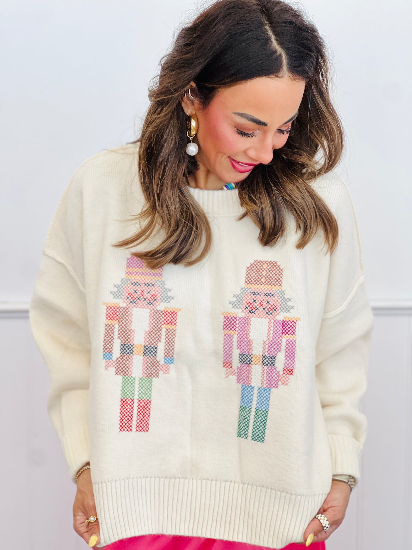Cream Nutcracker Embroidered Sweater (Reg.)