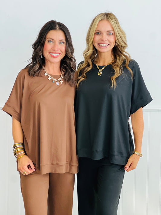 Cozy Short Sleeve Top (Reg. and Plus) - 2 Colors