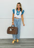 Off White Denim Contrast Flare Sleeve Top (Reg.)