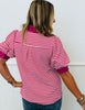 Striped Contrast Trim Puff Sleeve Top (Reg.) - 2 Colors