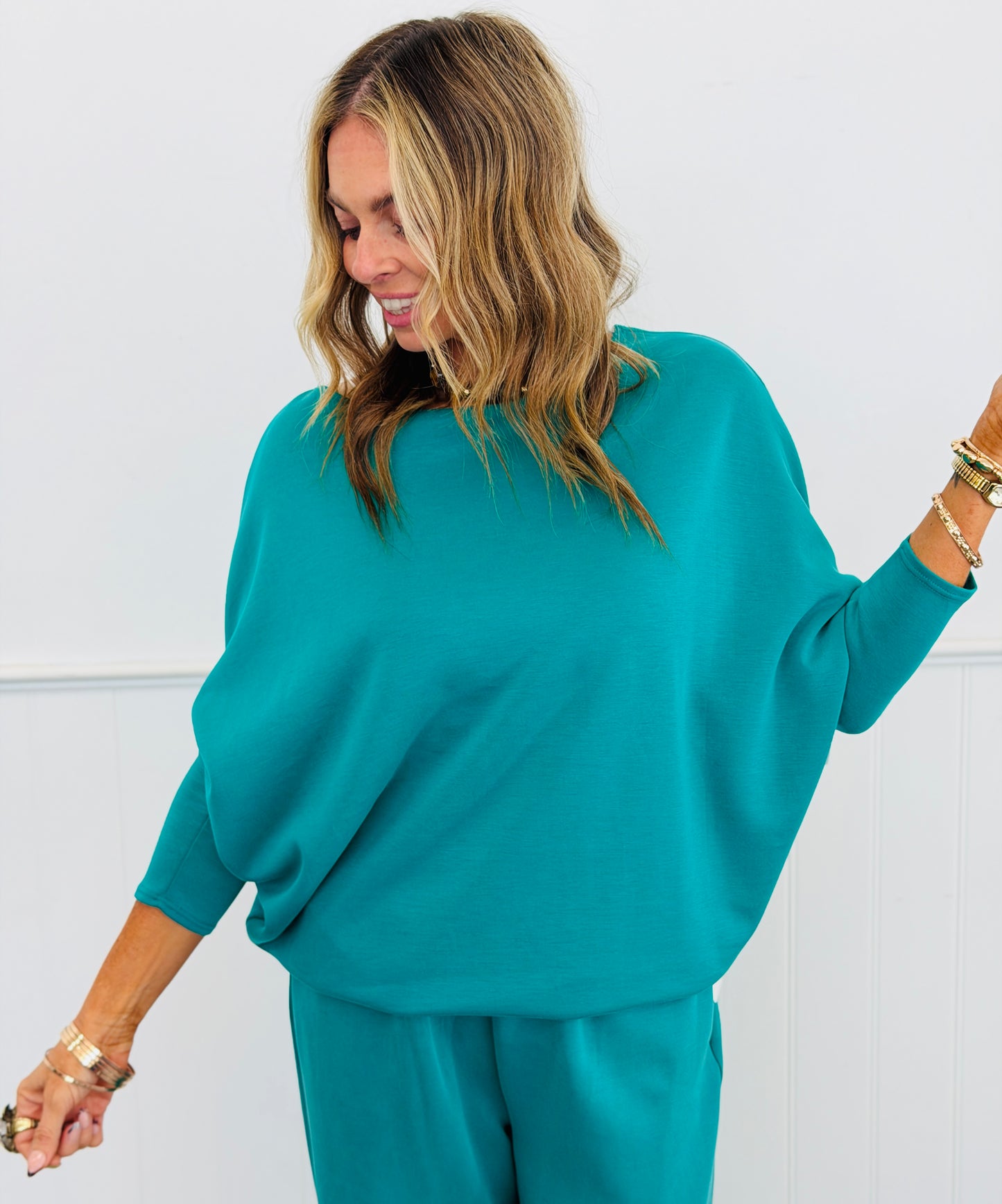 Emerald Boatneck Scuba Modal Tunic Top Remix (Reg.)