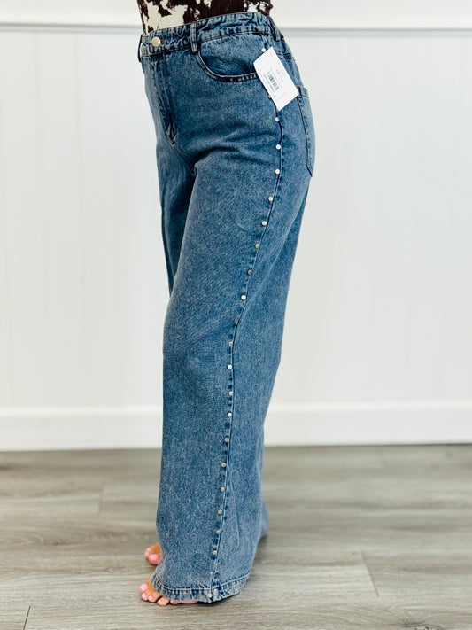 Denim Studded Straight Leg Jeans (Reg.)