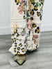 Beige Leopard Floral Ruffle Flowy Pants (Reg. and Plus)