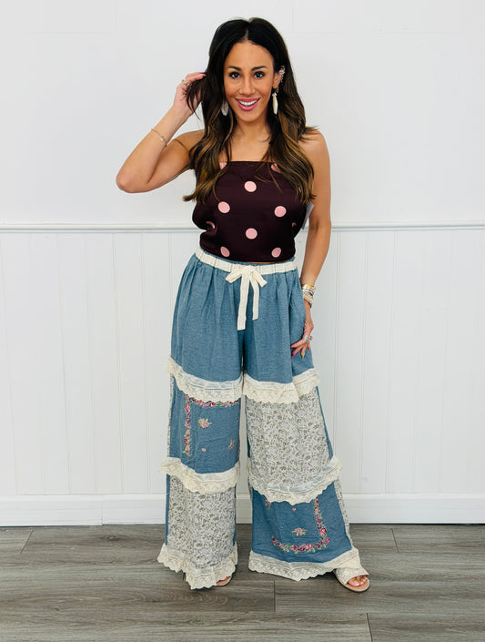 POL Denim Embroidered Patchwork Boho Pants (Reg.)