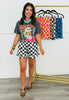 Checkered Print Top & Ruffle Shorts Set (Reg. & Plus) - 4 Colors