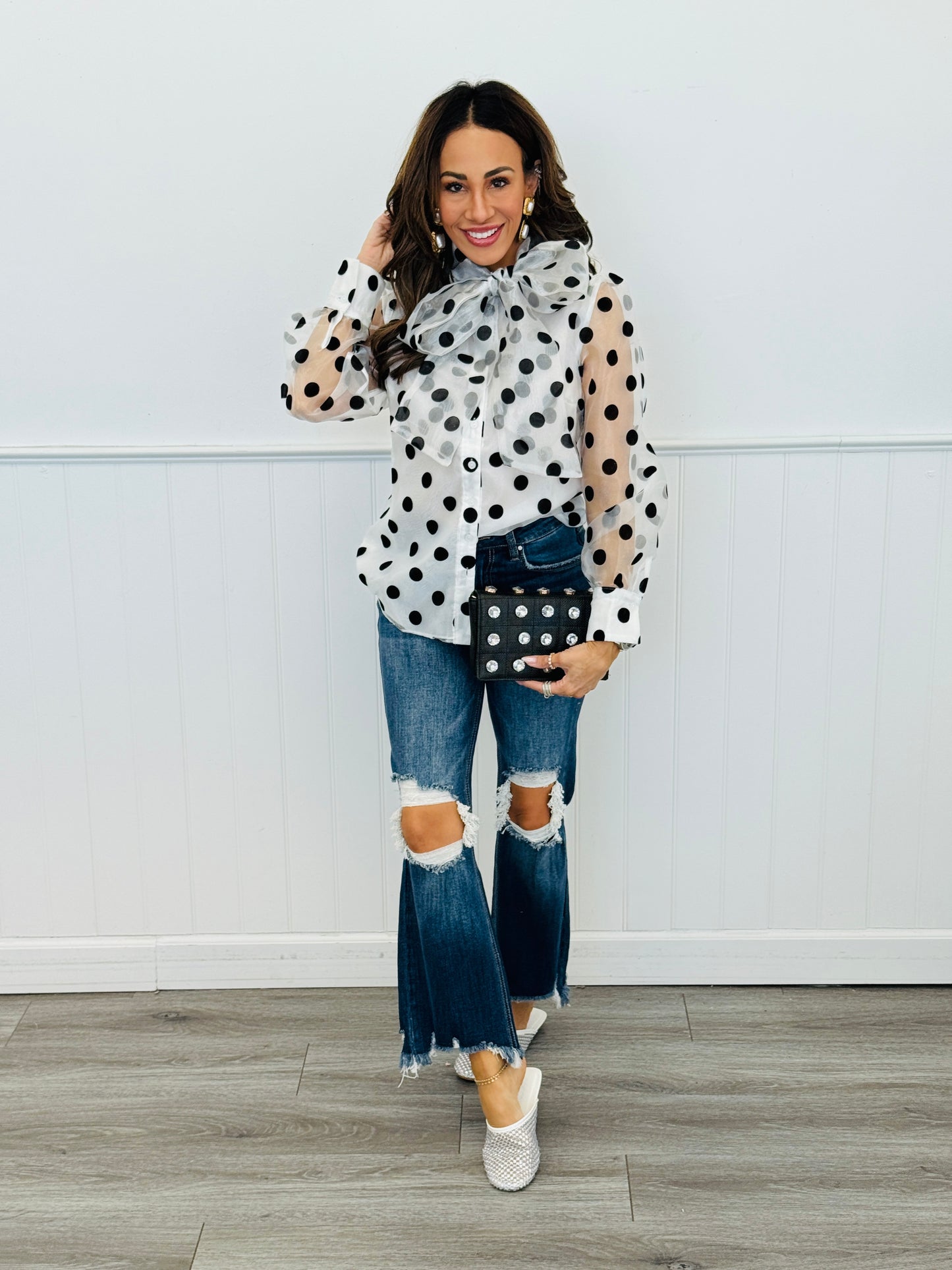 Polka Dot Bliss Organza Blouse (Reg)-3 Colors
