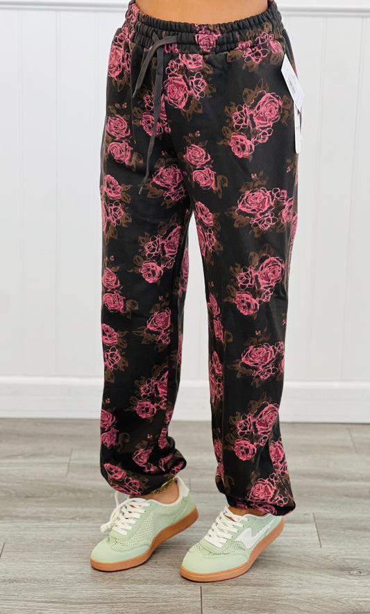 Charcoal Floral Print Sweatpants (Reg.)