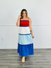 Red, White & Blue Zig Zag Color Block Maxi Dress (Reg)
