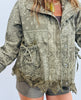 Olive Bandana Paisley Print Lace Trim Jacket (Reg & Plus)