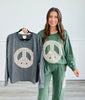 Peace Sign Long Sleeve Sweatshirt (Reg & Plus)- 2 Colors