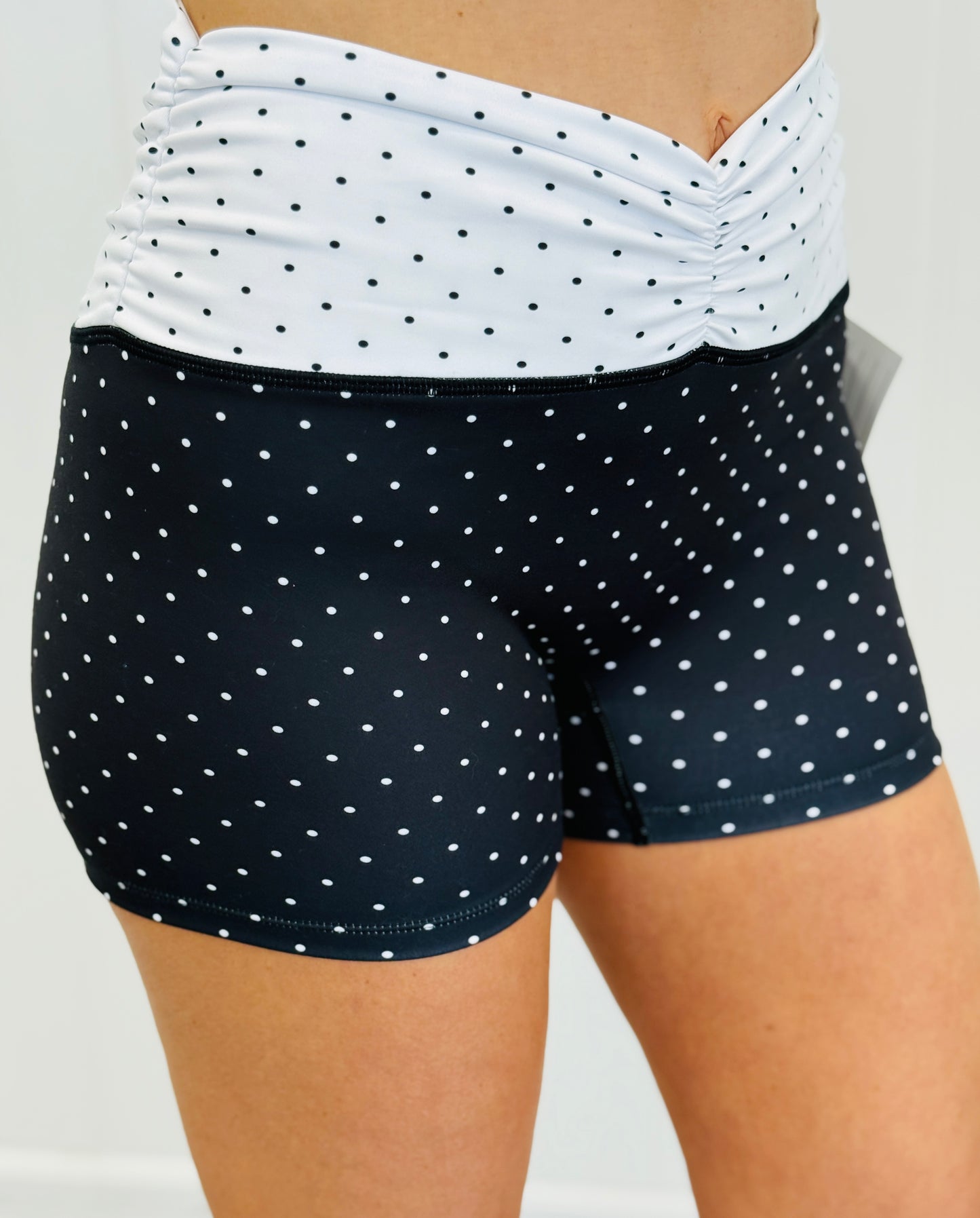 Polka Dot Ruched Waistband Biker Shorts (Reg.)