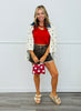 Red V-Neck Short Sleeve Top (Reg. and Plus)
