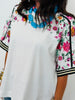 White Contrast Floral Top (Reg & Plus)