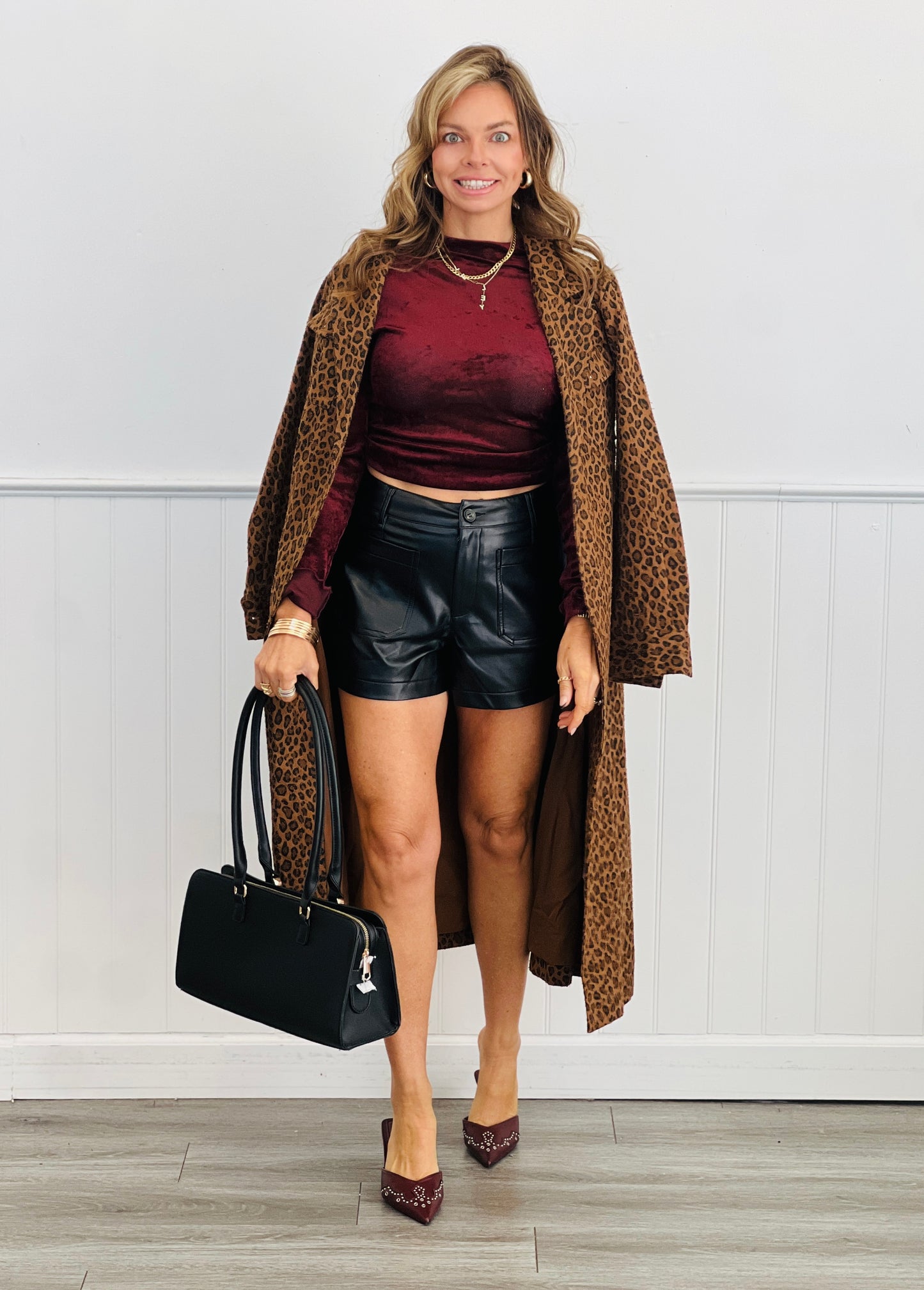 Caramel Cheetah Print Trench Coat (Reg.)