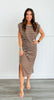 Brown Lovely Striped Midi Dress (Reg)