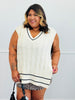Cream Cable Knit Sweater Vest Top (Reg. and Plus)