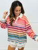 Multi Stripe Scalloped Collar Top (Reg.)