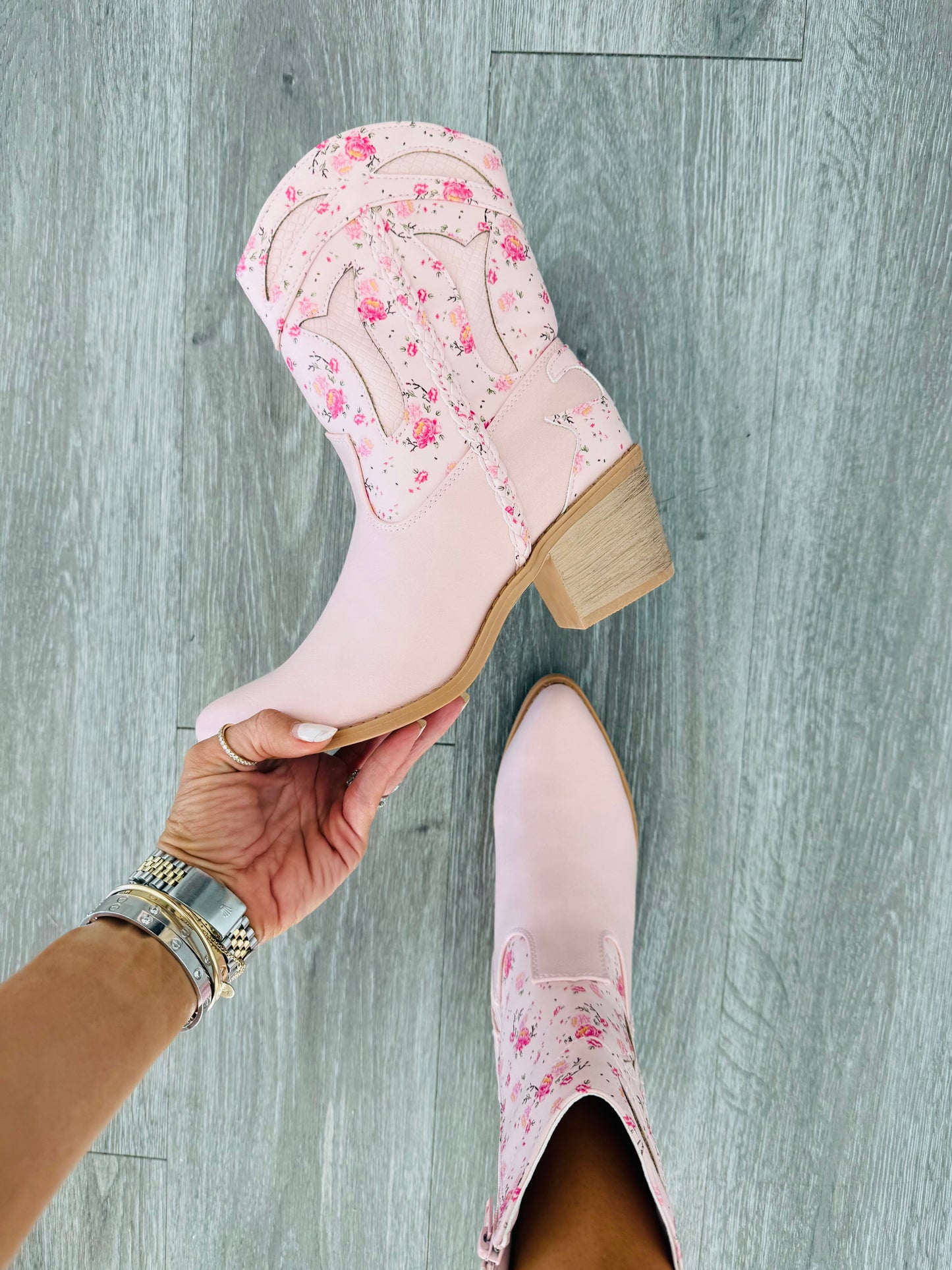 Lt Pink Floral Coquette Cutie Boots