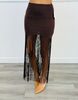 Brown Stevie Love Fringe Maxi Skirt (Reg.)