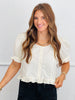 Cream Dot Ruffle Hem Blouse (Reg.)
