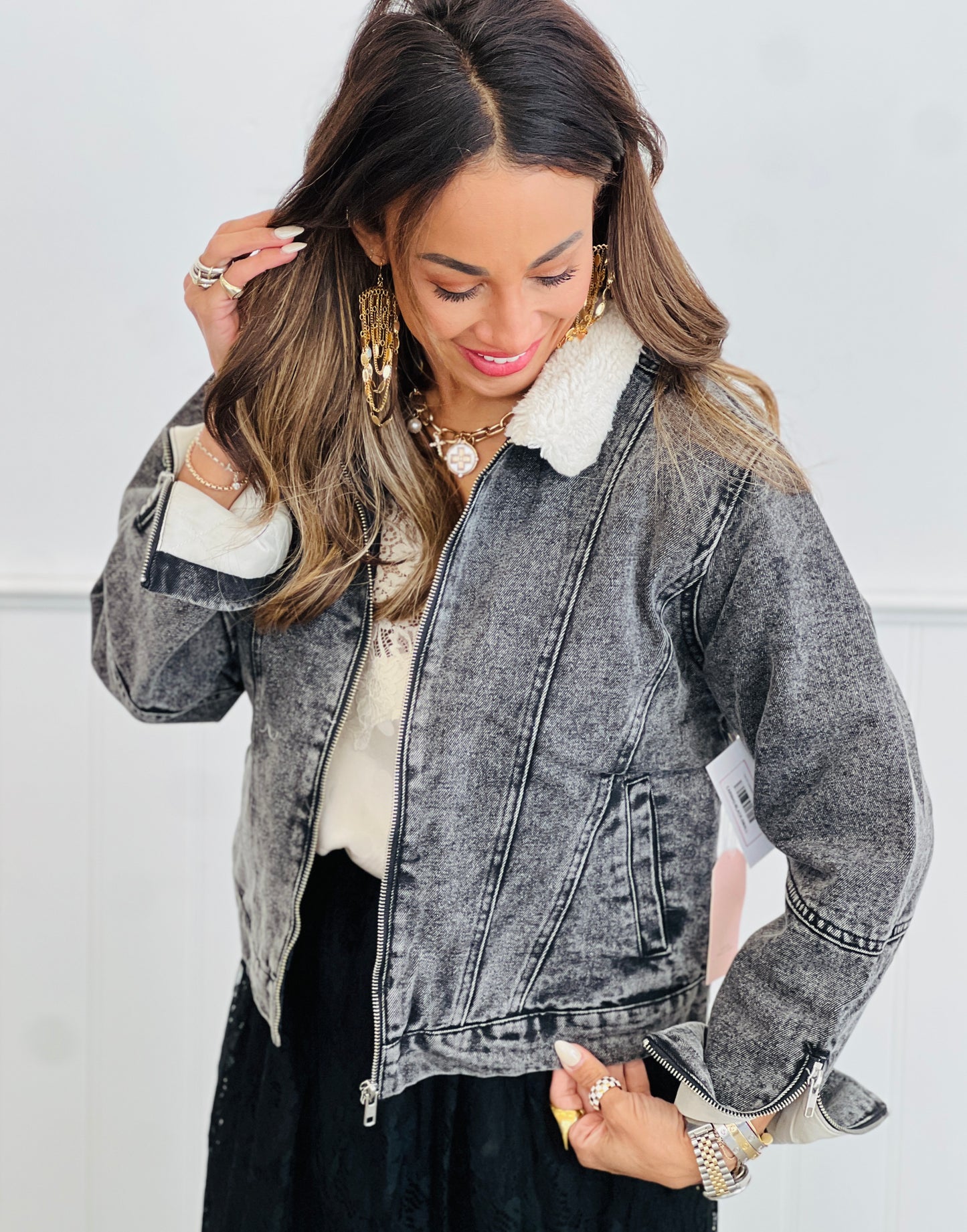 Faux Fur Lined Denim Jacket (Reg.) - 2 Colors
