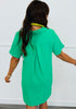 Green Pullover Back Pleat Mini Dress (Reg.)