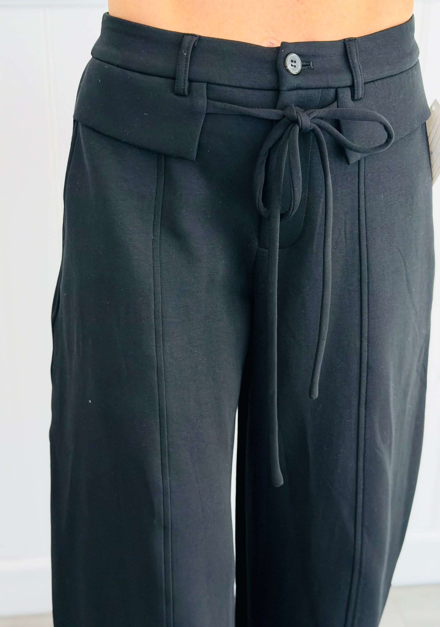 Fold Over Flap Wide Leg Sweatpants (Reg & Plus) - 2 Colors