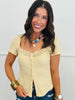 Butter Yellow Lace Detailed Square Neck Top (Reg.)