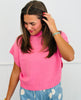 Pink Mock Neck Ribbed Dolman Sweater Top (Reg.)