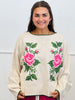Rose X-Embroidery Jacquard Knit Sweater (Reg.) - 2 Colors