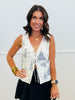 Ivory/Navy Print Linen Vest (Reg. & Plus)