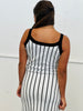 White/Black Stripe Sleeveless Maxi Dress (Reg.)