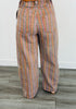 Mocha Combo Plaid Print Barrel Pants (Reg.)