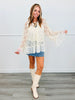 Cream Lace Long Sleeve Blouse (Reg. and Plus)