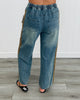 Washed Denim Leopard Side Stripe Pants (Reg.)