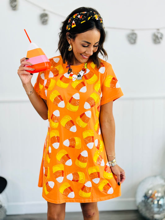 Queen Of Sparkle Candy Corn Mini Dress (Reg. and Plus)