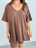 Oversized Reversible Short Sleeve Top (Reg. and Plus) - 2 Colors