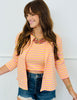 Pink/Yellow Striped Cami Top & Button Up Cardigan (One Size)