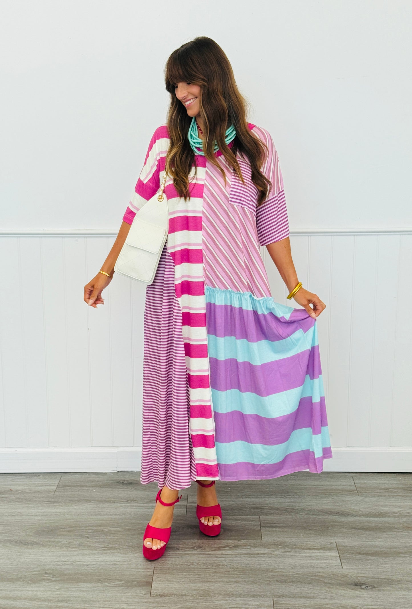 Purple Multi Pattern Maxi Dress (Reg & Plus)