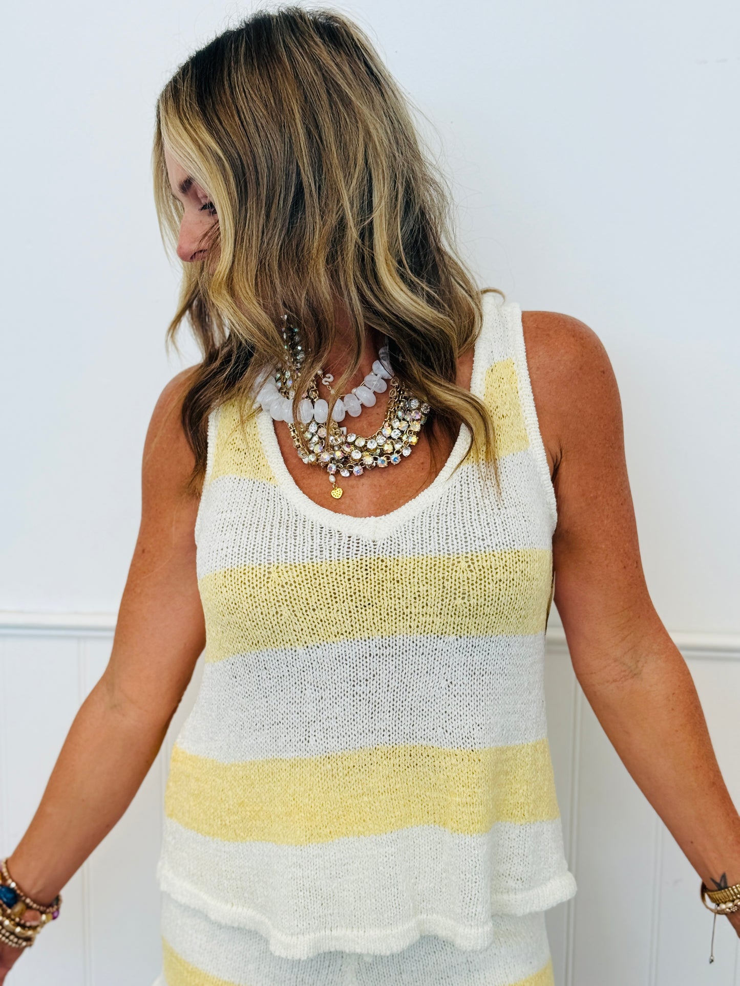Yellow Striped Tank & Shorts Set (Reg.)