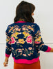 Navy/Fuchsia Floral Button Front Cardigan (Reg.)