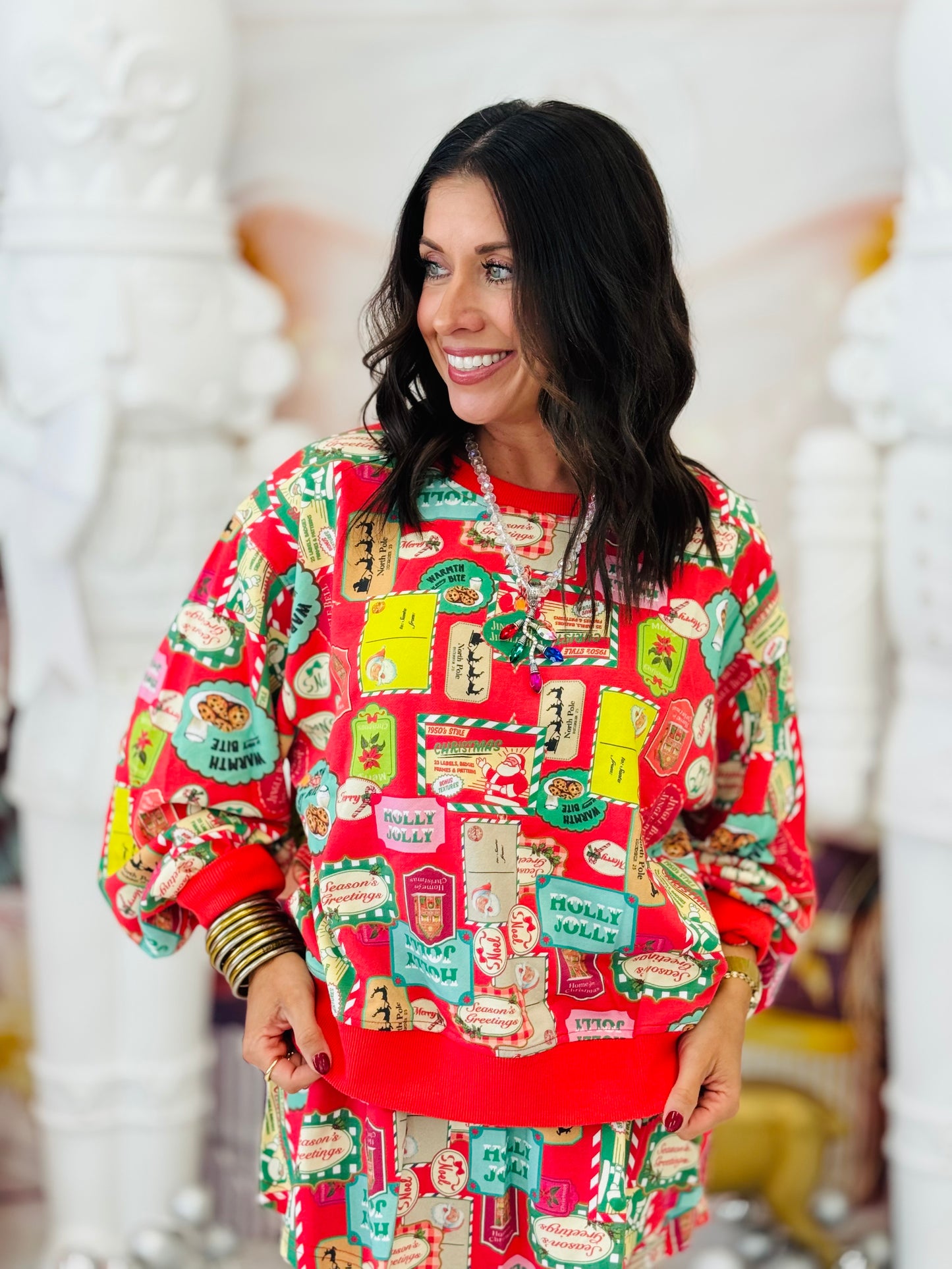 Christmas Print Sweatshirt & Shorts Set (Reg.)