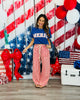 Berry Red Stripe Parachute Pants (Reg.)