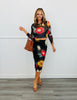 Black/Red Floral Mesh Midi Skirt (Reg. and Plus)