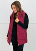 Wine Long Hooded Puffer Vest (Reg.)