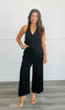 Twill Vest Open Back Jumpsuit (Reg)-2 Colors