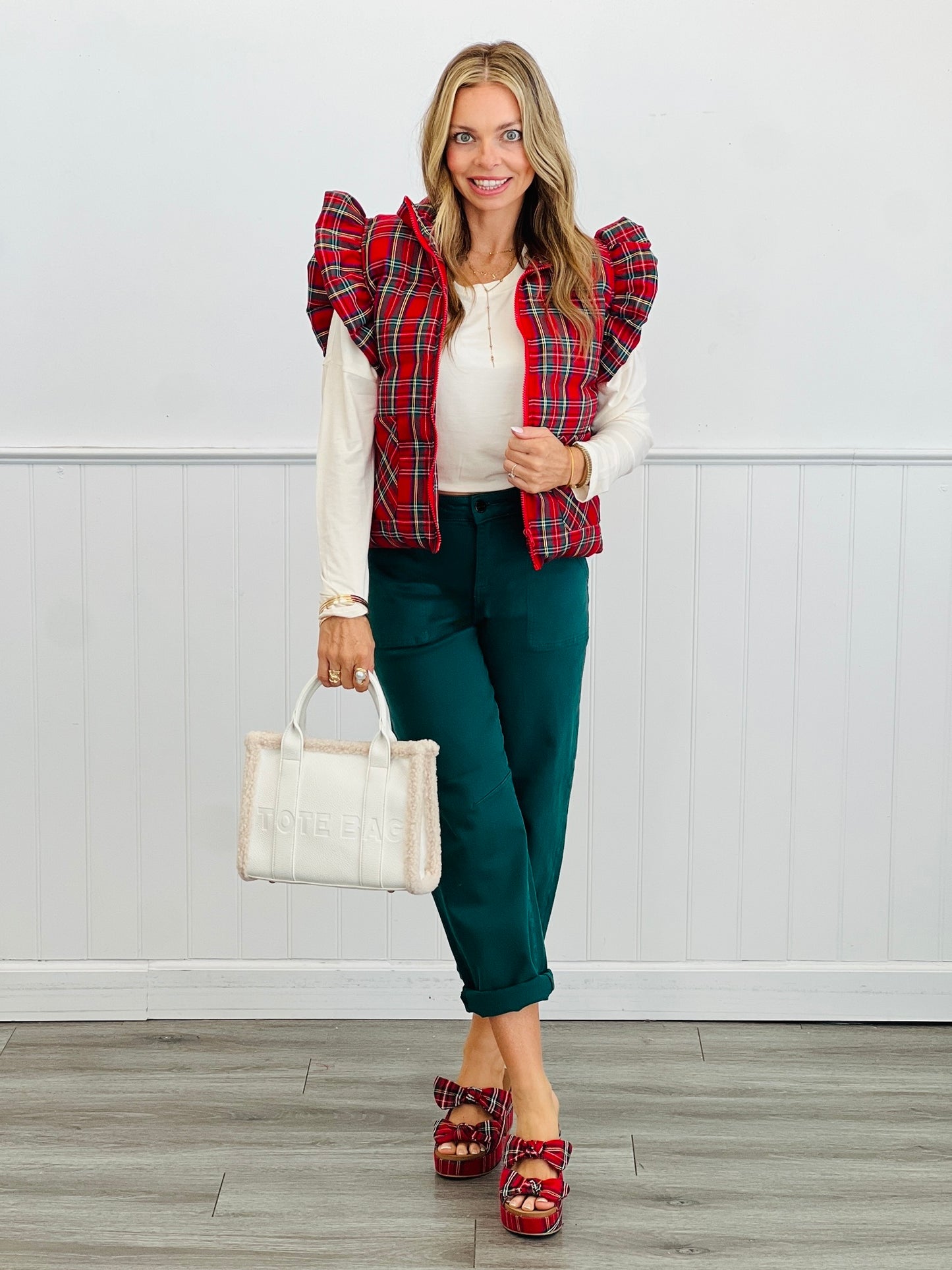Christmas Plaid Puffy Vest (Reg.)-2 Colors