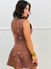 Brown/Beige Embroidered  Mini Dress (Reg.)